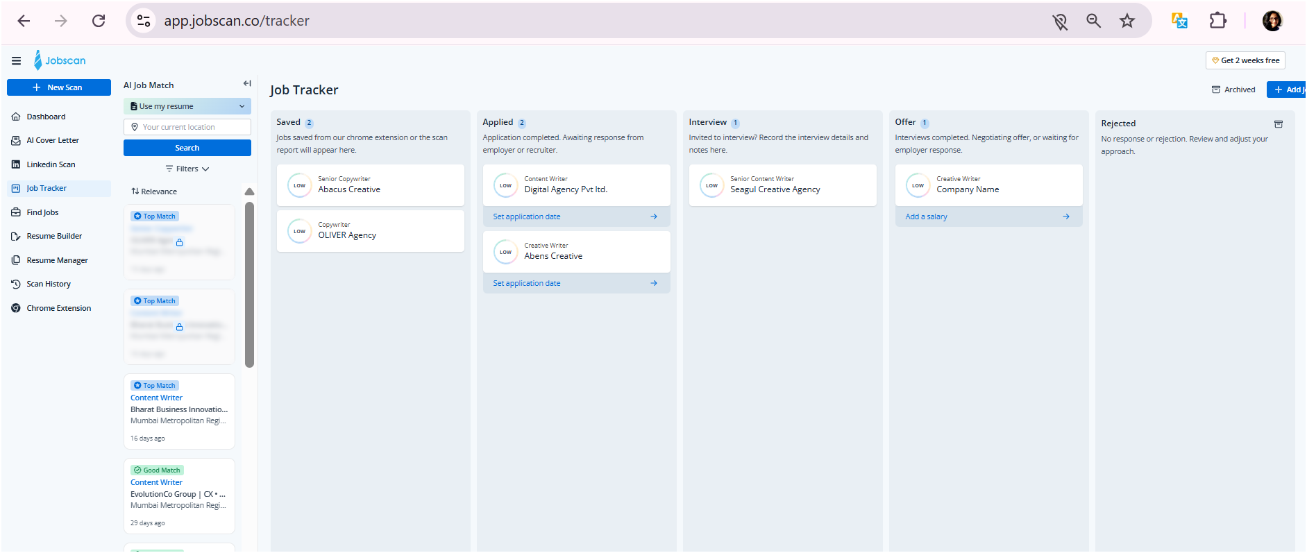 Jobscan Job Tracker