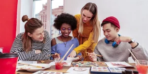 Professional networking and using social skills at career event — social skills in job search