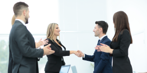 Employee climbing career ladder with resume in hand — resume career advancement