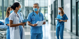 Healthcare professional writing cover letter at desk — healthcare cover letter tips